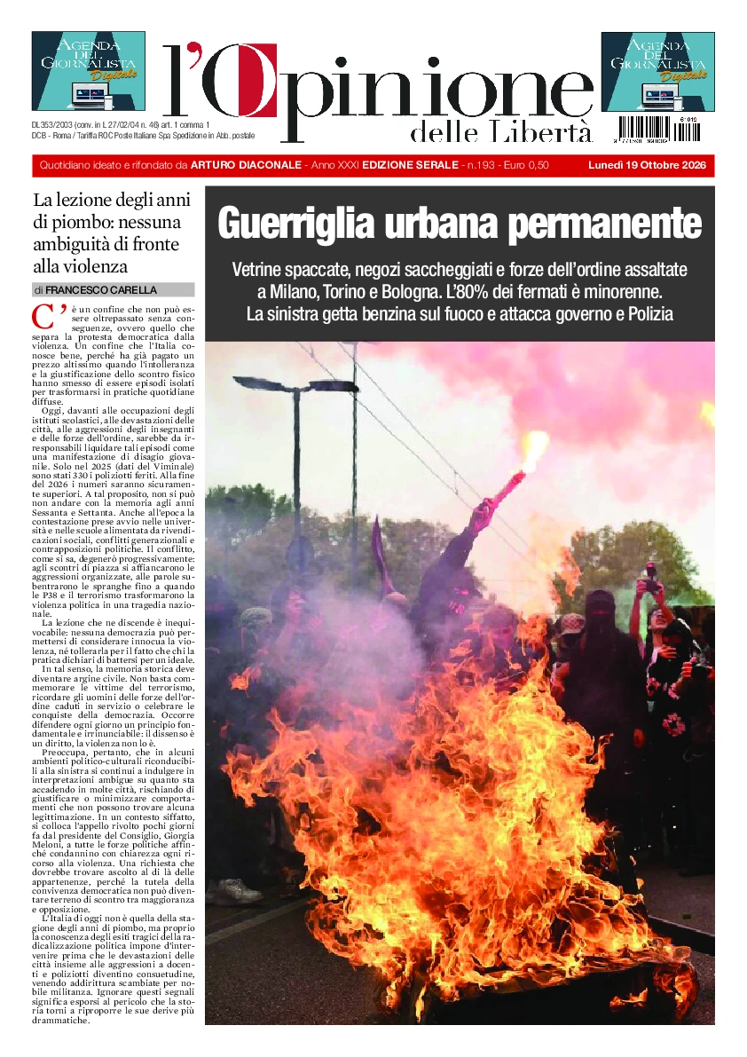 Prima-pagina-opinione della liberta-edizione-di-oggi-2026-10-20